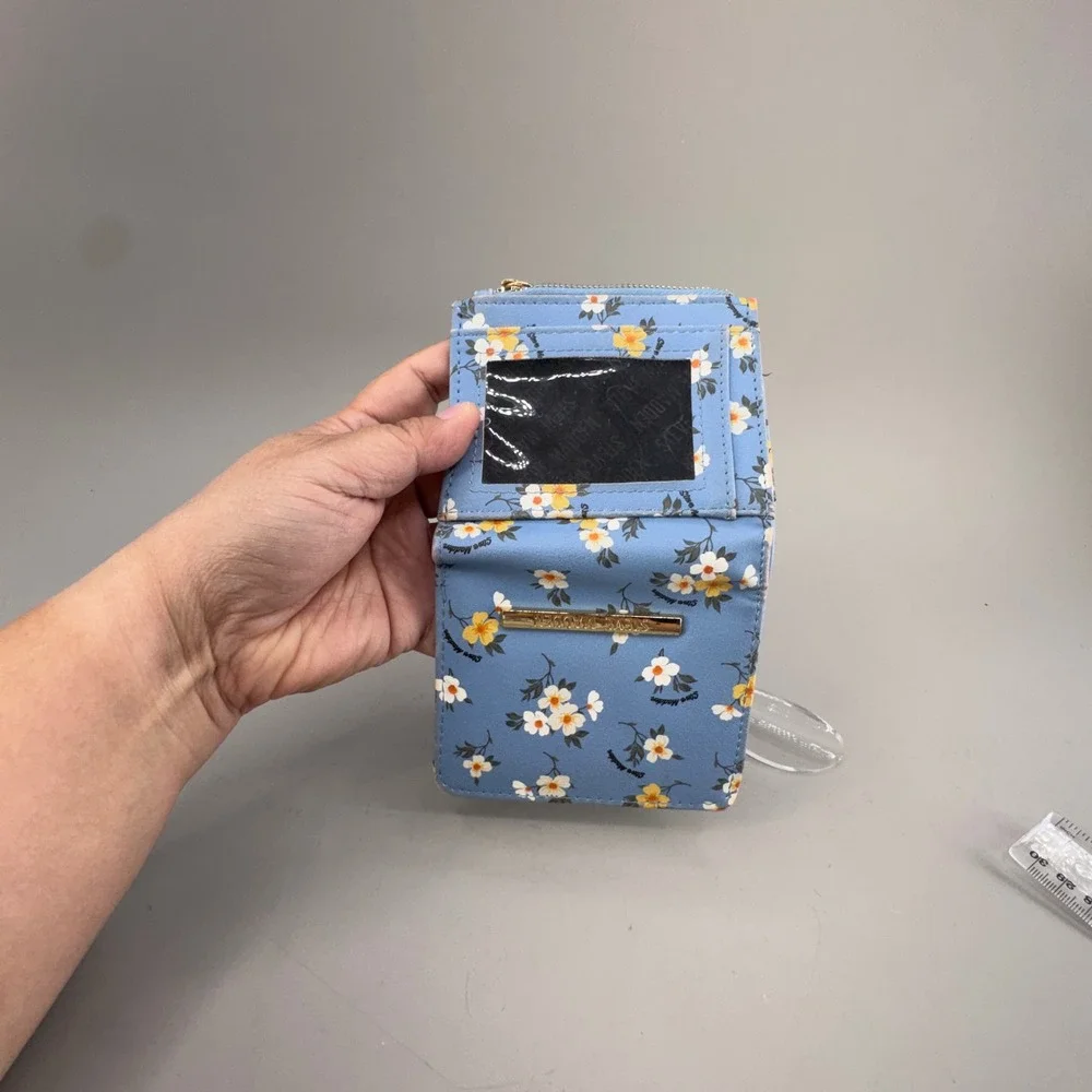 Steve Madden Floral Bifold Wallet OS Blue Cottagecore Coquette Small Zip Pouch